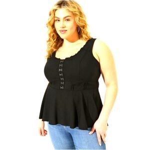 TORRID NEW PLUS BABYDOLL Washable Challis Corset Sleeveless Top 3X